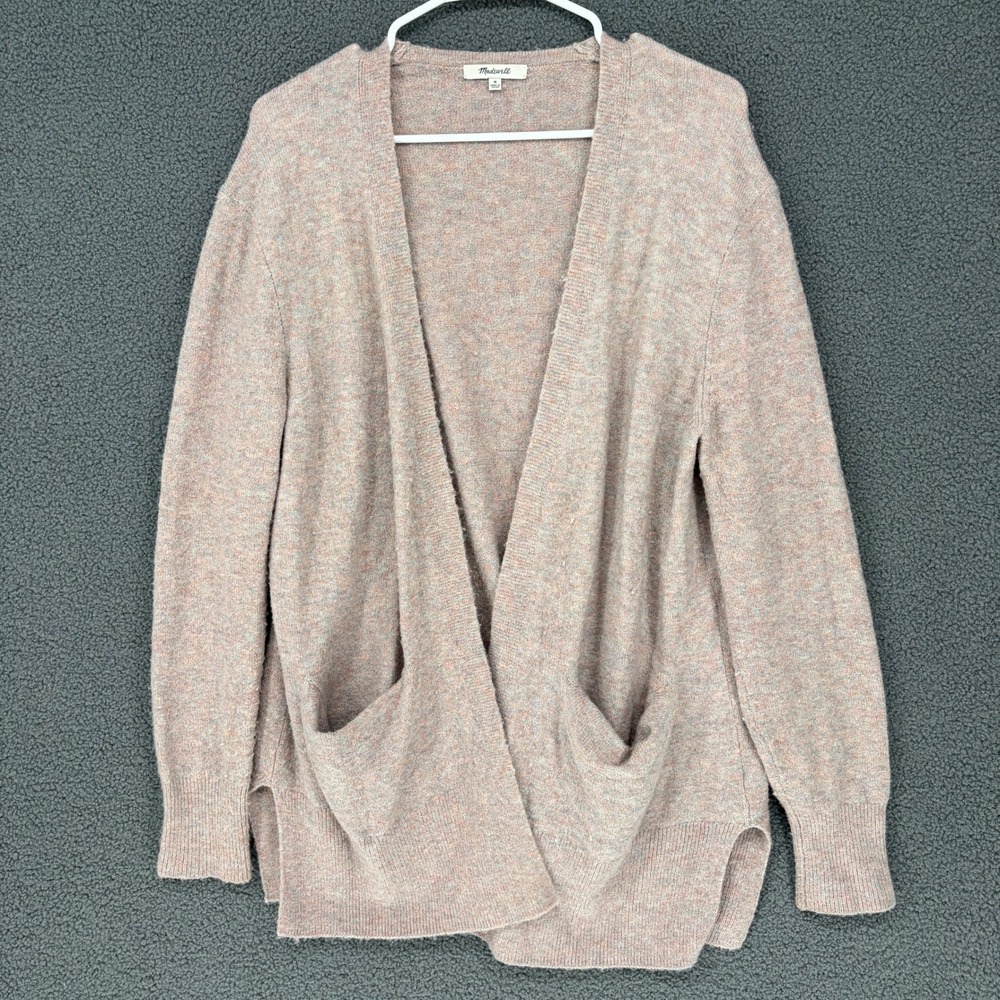 Madewell Merino Wool Alpaca Blend Open Front Cardigan Mauve Pink Medium